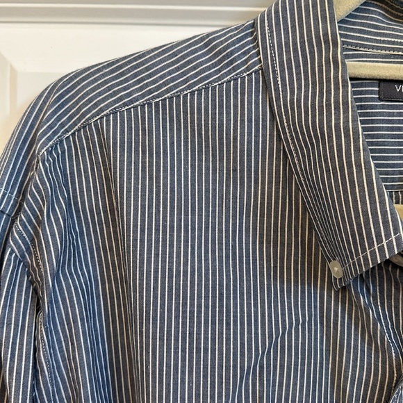 Vince men’s casual cotton button-down shirt in slate blue/ivory stripe, size XL - Picture 4 of 6
